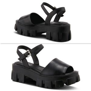 Azura Black Chunky Platform Sandals